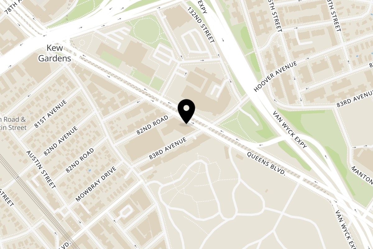 Map showing the location of Flame Kabob & Grill on 125-22 Queens Blvd in Kew Gardens